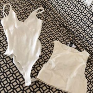 Two princess Polly tops beige and white size small